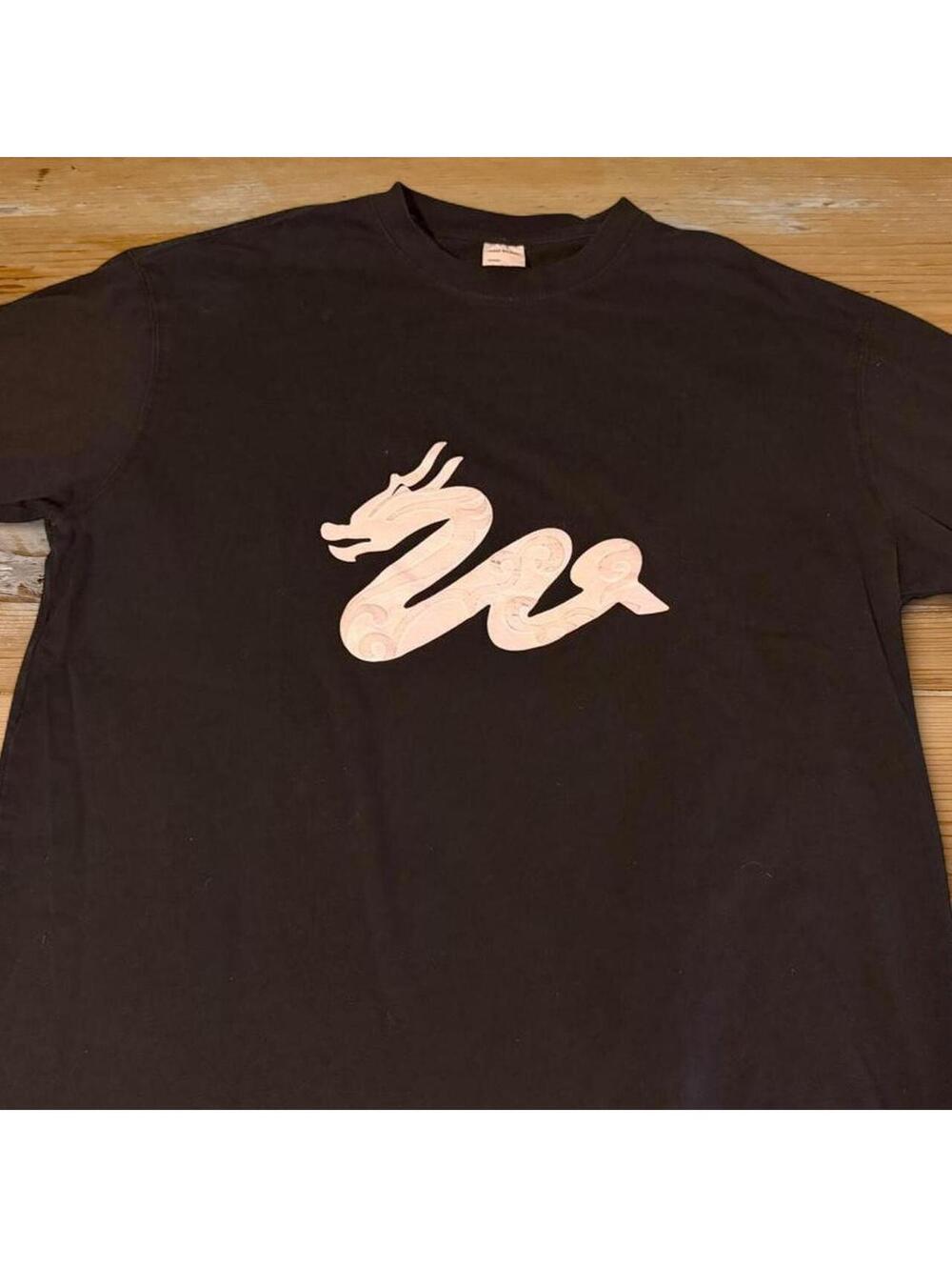 Red Scarf Studio black Graphic tee with white dragon graphic